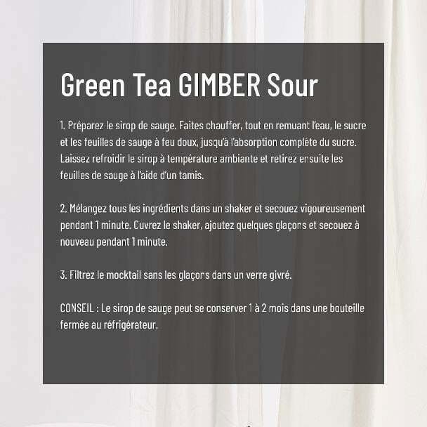 Préparation pour un Green Tea Gimber Sour
